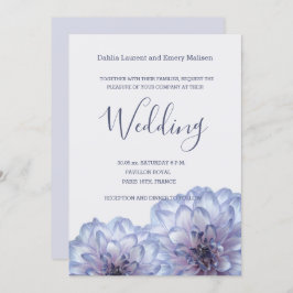 Dahlia Blume Lilac Blue Gray Hochzeit Einladung