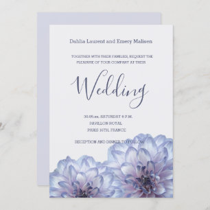 Dahlia Blume Lilac Blue Gray Hochzeit Einladung