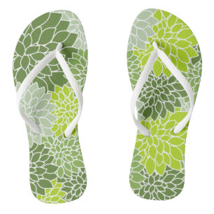 Dahlia-Blume, Muster von Blume, grüner Dahlia Flip Flops