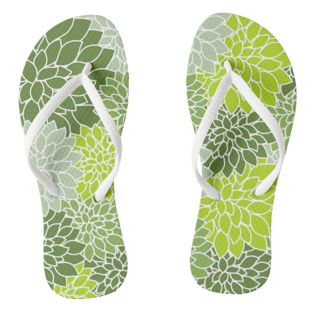 Dahlia-Blume, Muster von Blume, grüner Dahlia Flip Flops (Fußbett)