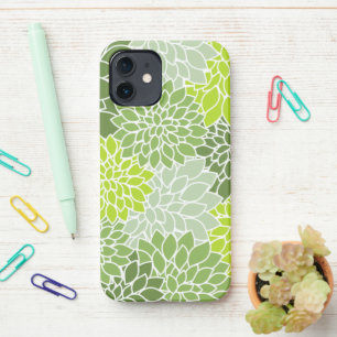 Dahlia-Blume, Muster von Blume, grüner Dahlia iPhone 12 Hülle