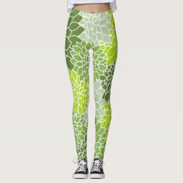 Dahlia-Blume, Muster von Blume, grüner Dahlia Leggings