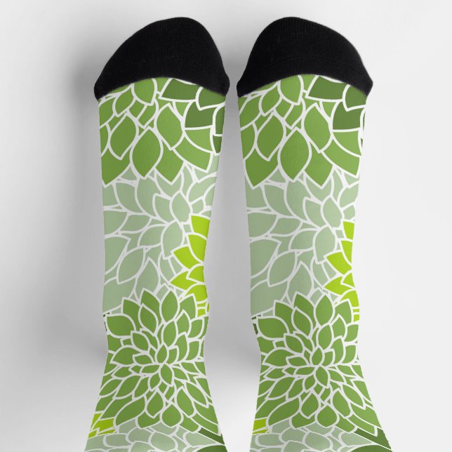 Dahlia-Blume, Muster von Blume, grüner Dahlia Socken (Oben)