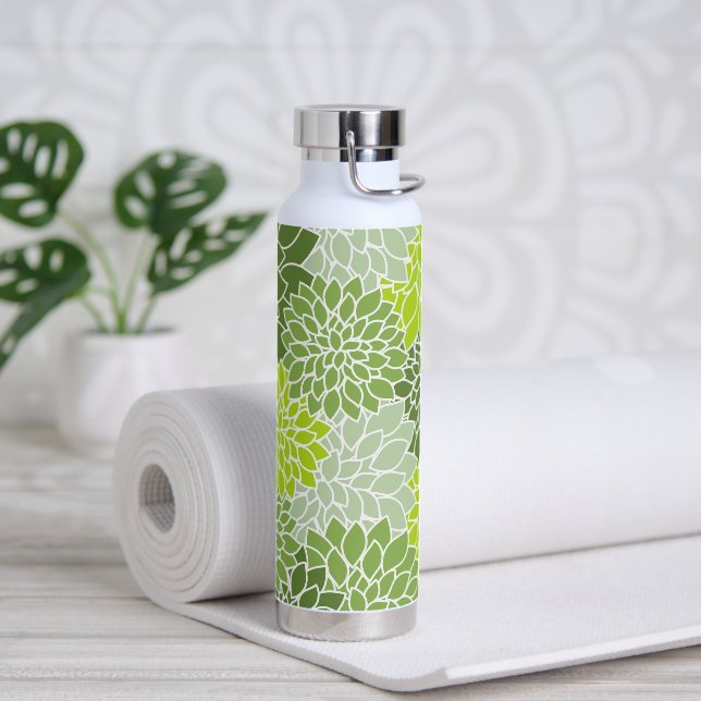 Dahlia-Blume, Muster von Blume, grüner Dahlia Trinkflasche (Yoga)