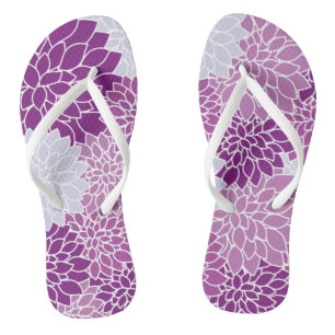 Dahlia-Blume, Muster von Blume, Lila Dahlia Flip Flops
