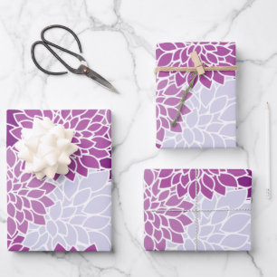 Dahlia-Blume, Muster von Blume, Lila Dahlia Geschenkpapier Set