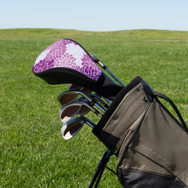 Dahlia-Blume, Muster von Blume, Lila Dahlia Golf Headcover (In SItu)