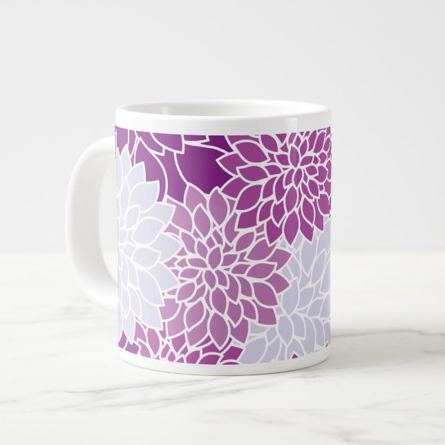 Dahlia-Blume, Muster von Blume, Lila Dahlia Jumbo-Tasse (Vorderseite Links)