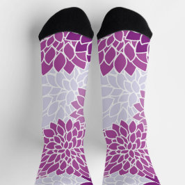 Dahlia-Blume, Muster von Blume, Lila Dahlia Socken