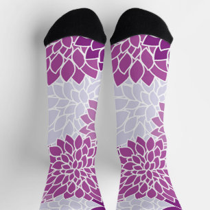 Dahlia-Blume, Muster von Blume, Lila Dahlia Socken