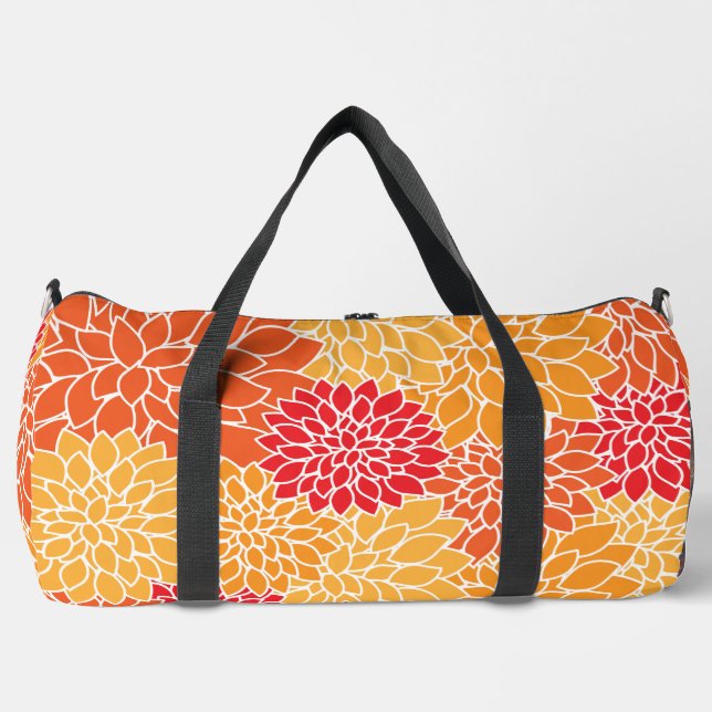 Dahlia-Blume, Muster von Blume, Orange Dahlia Duffle Bag (Vorderseite)