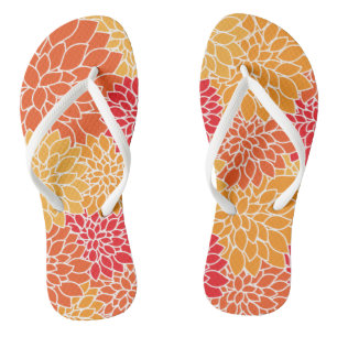 Dahlia-Blume, Muster von Blume, Orange Dahlia Flip Flops