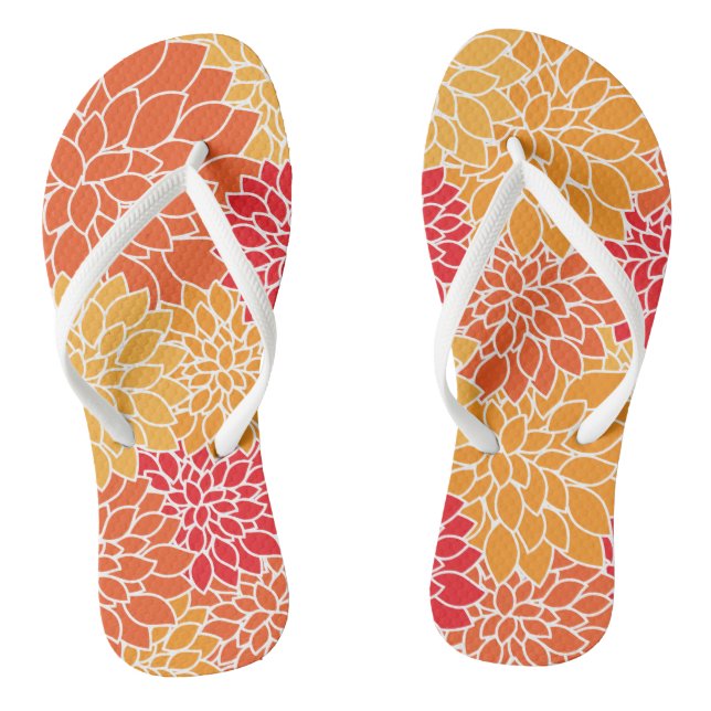 Dahlia-Blume, Muster von Blume, Orange Dahlia Flip Flops (Fußbett)
