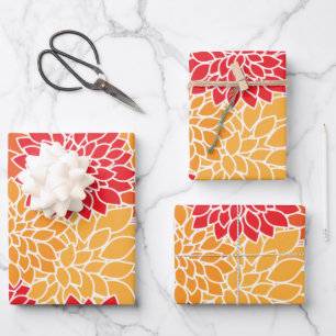 Dahlia-Blume, Muster von Blume, Orange Dahlia Geschenkpapier Set