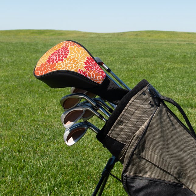Dahlia-Blume, Muster von Blume, Orange Dahlia Golf Headcover (In SItu)