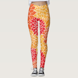 Dahlia-Blume, Muster von Blume, Orange Dahlia Leggings