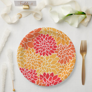 Dahlia-Blume, Muster von Blume, Orange Dahlia Pappteller