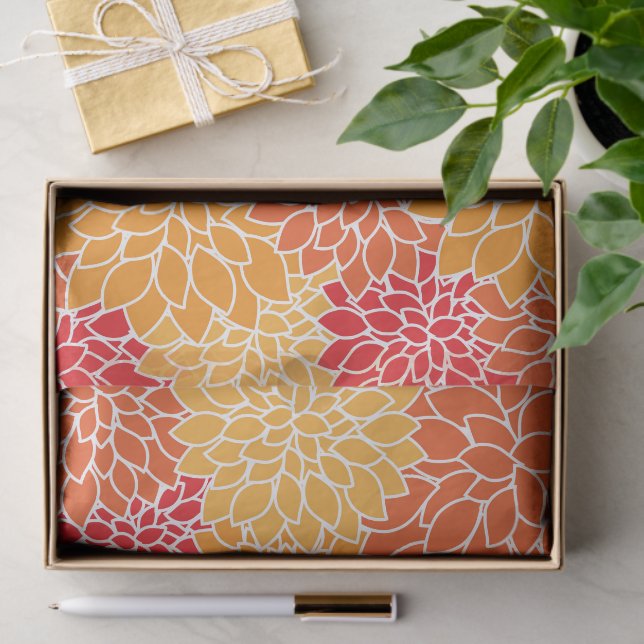 Dahlia-Blume, Muster von Blume, Orange Dahlia Seidenpapier (Geschenk)
