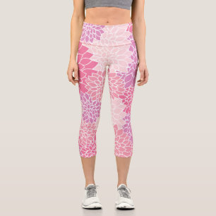 Dahlia-Blume, Muster von Blume, rosa Dahlia Capri Leggings