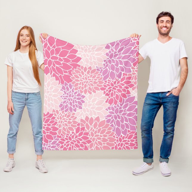 Dahlia-Blume, Muster von Blume, rosa Dahlia Fleecedecke (Beispiel)