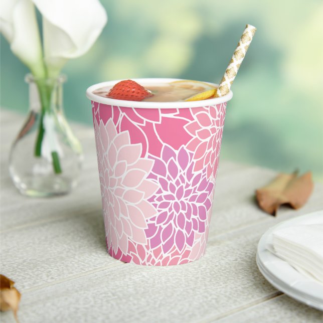 Dahlia-Blume, Muster von Blume, rosa Dahlia Pappbecher (In Situ)