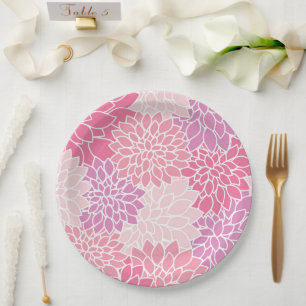 Dahlia-Blume, Muster von Blume, rosa Dahlia Pappteller