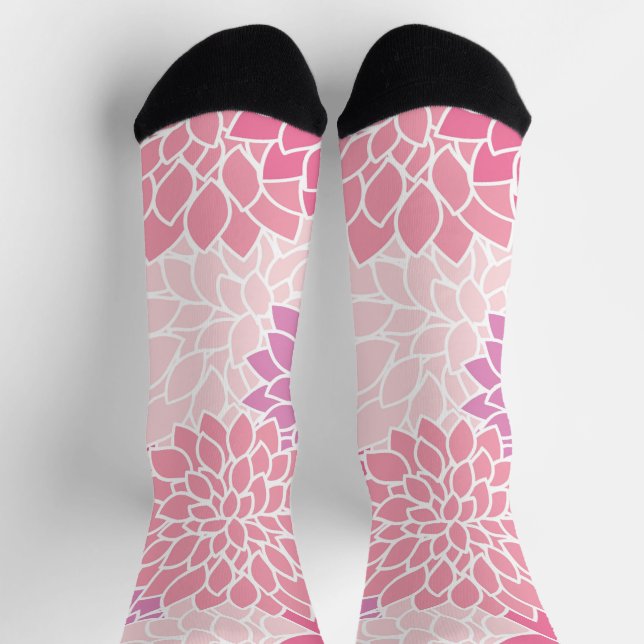 Dahlia-Blume, Muster von Blume, rosa Dahlia Socken (Oben)
