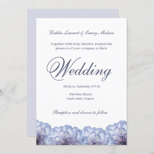 Dahlia Blume White Lilac Elegante Hochzeit der Blu Einladung