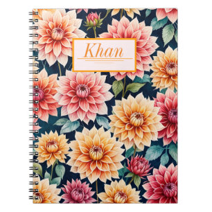 Dahlia-Blume zeichnen digitale Kunst / Personalisi Notizblock