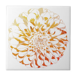 Dahlia-Blumen-Keramikfliese - rostige Töne Fliese