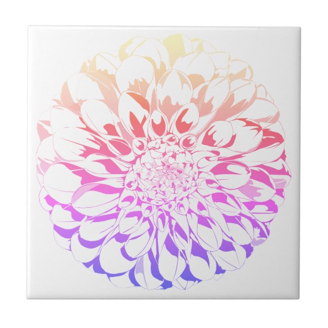 Dahlia-Blumen-Keramikfliese - violette Töne Fliese (Vorderseite)