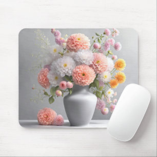 Dahlia Bouquet in Gray Vase Mousepad