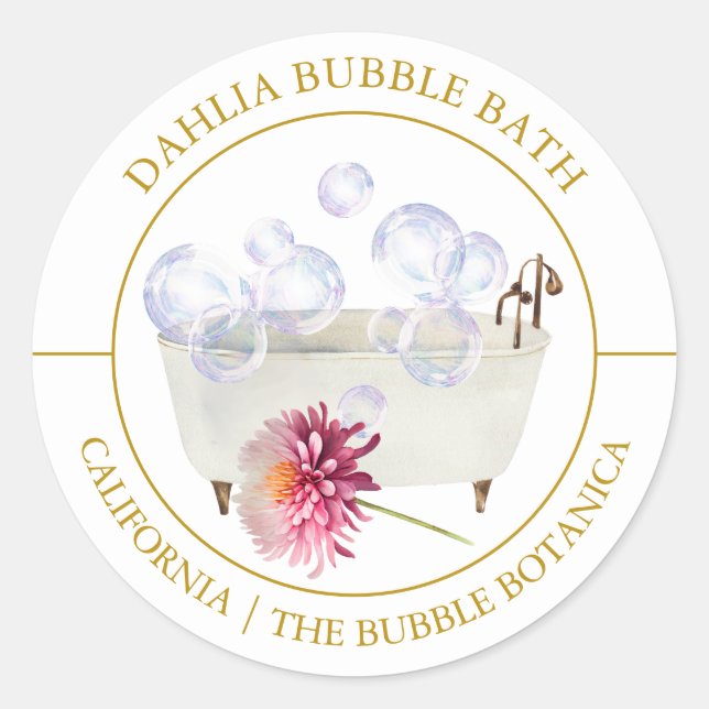 Dahlia Bubble Bath-Label Runder Aufkleber (Vorderseite)
