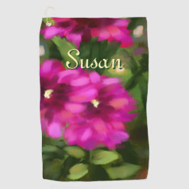 Dahlia Floral Blume Blume Magenta Personalisiert Golfhandtuch