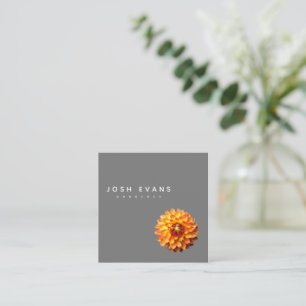 Dahlia Floral Minimalistisch Square Business Card Quadratische Visitenkarte