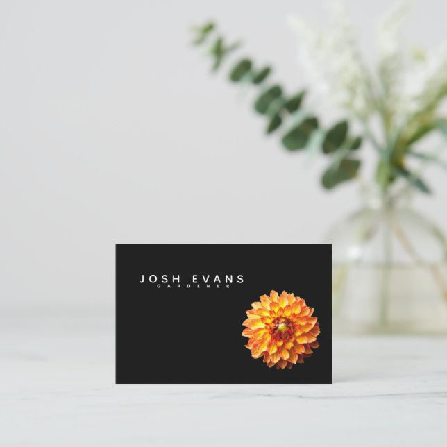 Dahlia Floral Minimalistisch UK & Euro Business Ca Visitenkarte (Stehend Vorderseite)