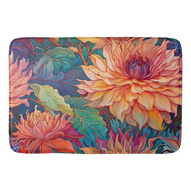 Dahlia Floral Tapestry Badematte (Vorderseite)
