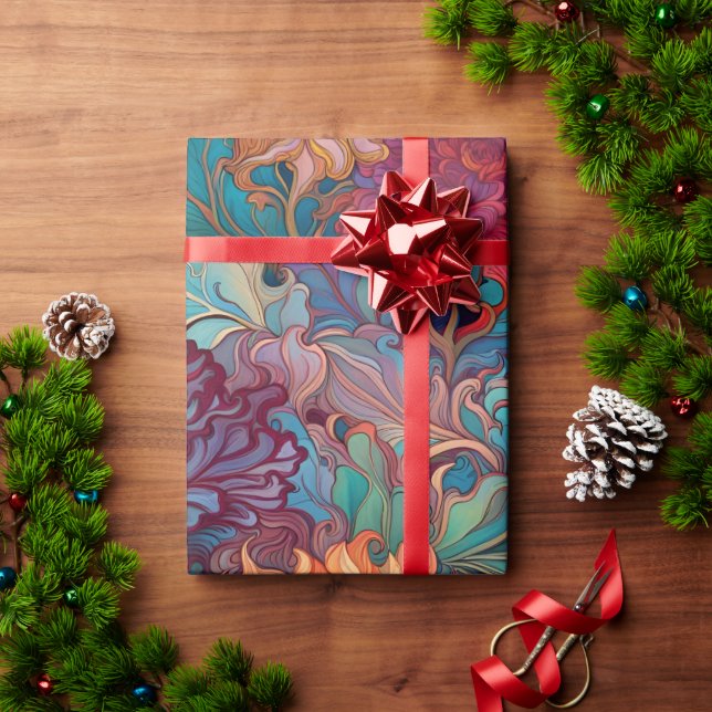 Dahlia Floral Tapestry Geschenkpapier (Feiertagsgeschenk)