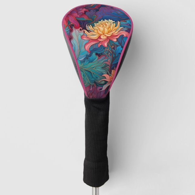 Dahlia Floral Tapestry Golf Headcover (Vorderseite)
