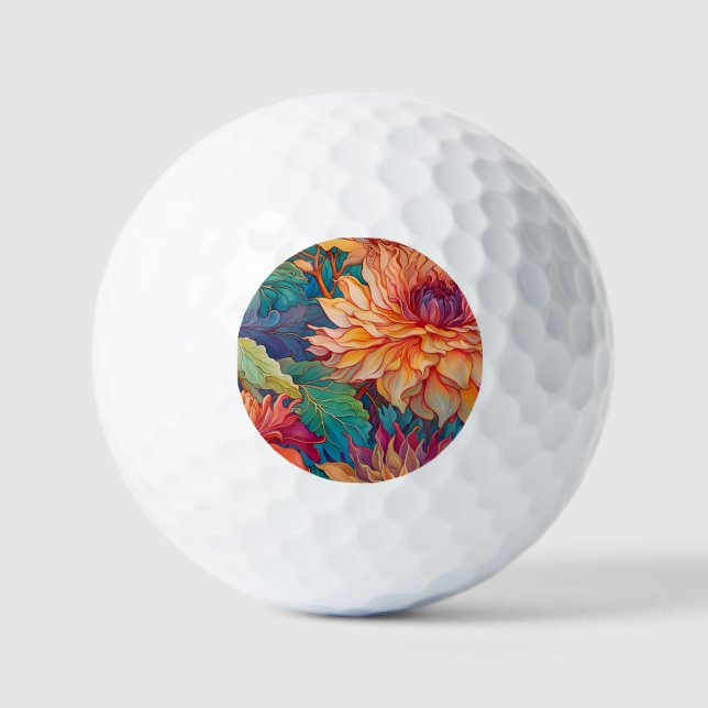 Dahlia Floral Tapestry Golfball (Vorderseite)