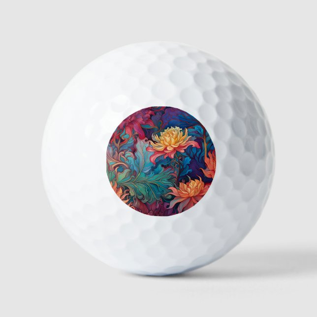 Dahlia Floral Tapestry Golfball (Vorderseite)