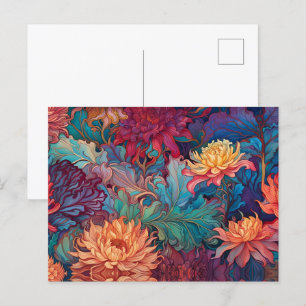 Dahlia Floral Tapestry Postkarte