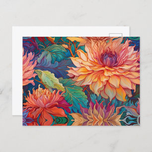 Dahlia Floral Tapestry Postkarte