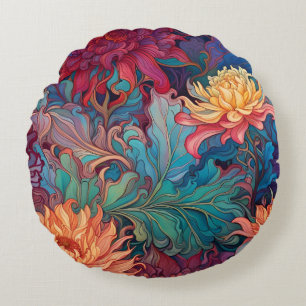 Dahlia Floral Tapestry Rundes Kissen