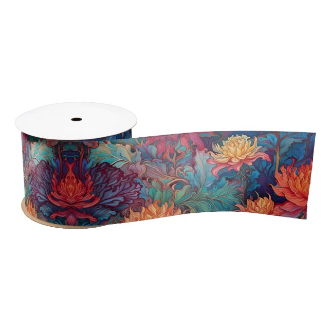 Dahlia Floral Tapestry Satinband (Spule)