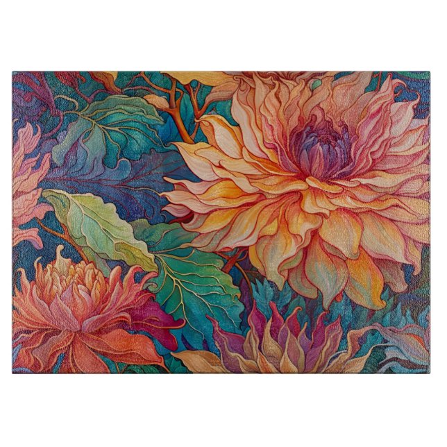 Dahlia Floral Tapestry Schneidebrett (Vorderseite)