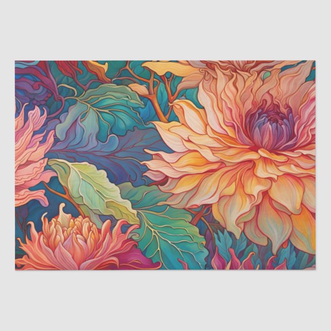 Dahlia Floral Tapestry Seidenpapier (Vorderseite)