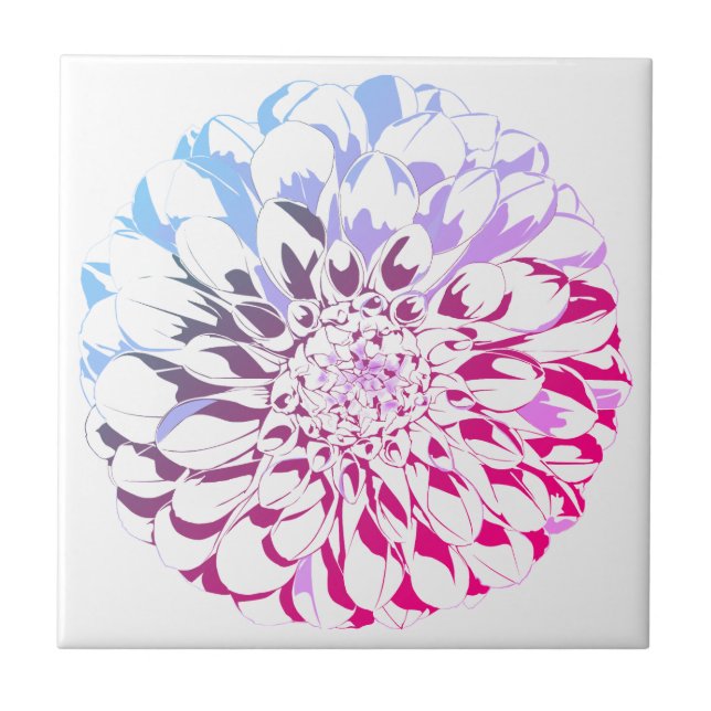 Dahlia flower ceramic tile - bright pink tones fliese (Vorderseite)