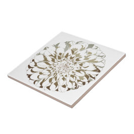 Dahlia flower ceramic tile - brown tones fliese