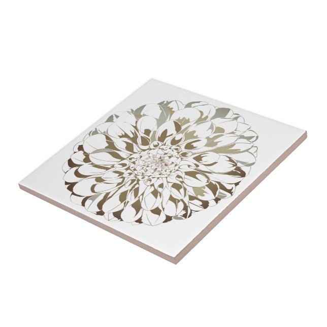 Dahlia flower ceramic tile - brown tones fliese (Seite)